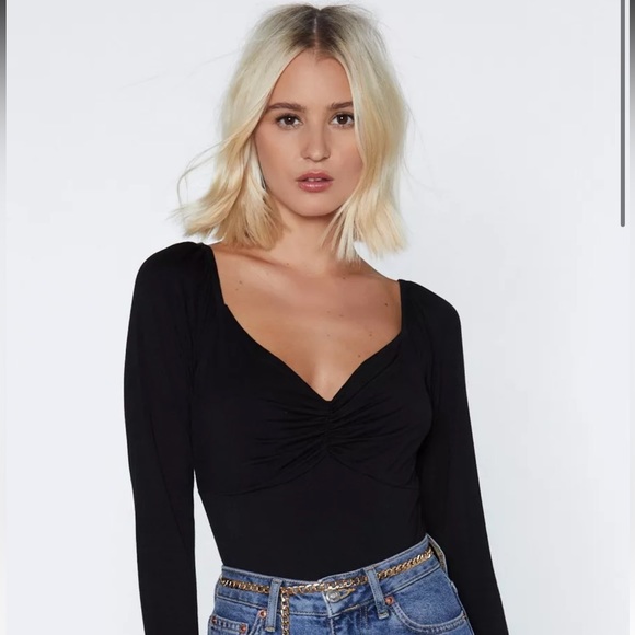 Nasty Gal Tops - Bust A Move Ruched Long SleeveBodysuit
